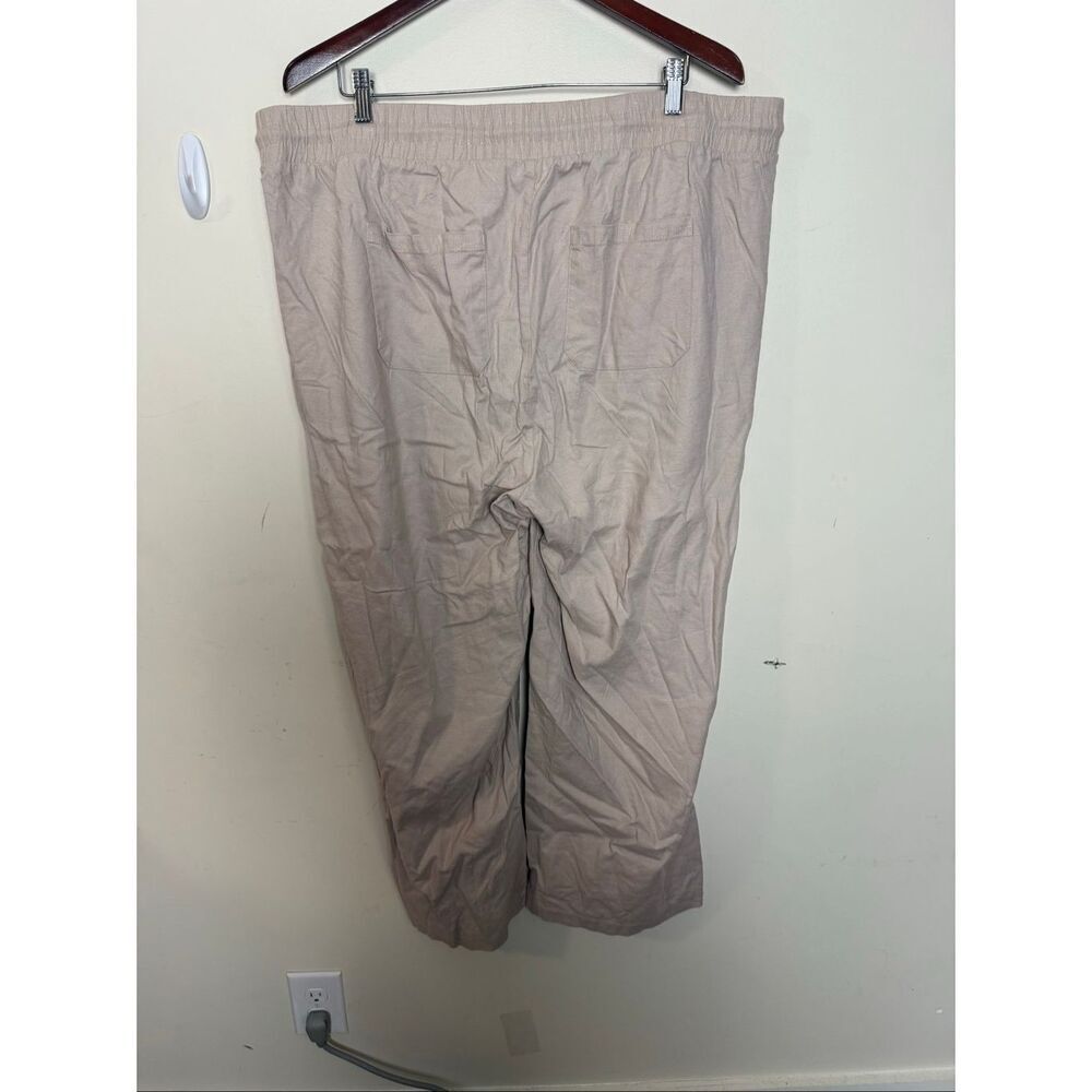Torrid Linen Blend Wide Leg Pants Tan Size 3X Short Relaxed Fit Soft Neutral Min - Picture 2 of 3